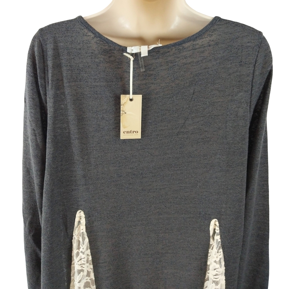 Entro Charcoal and Ivory Lace Tunic - Picture 5 of 9